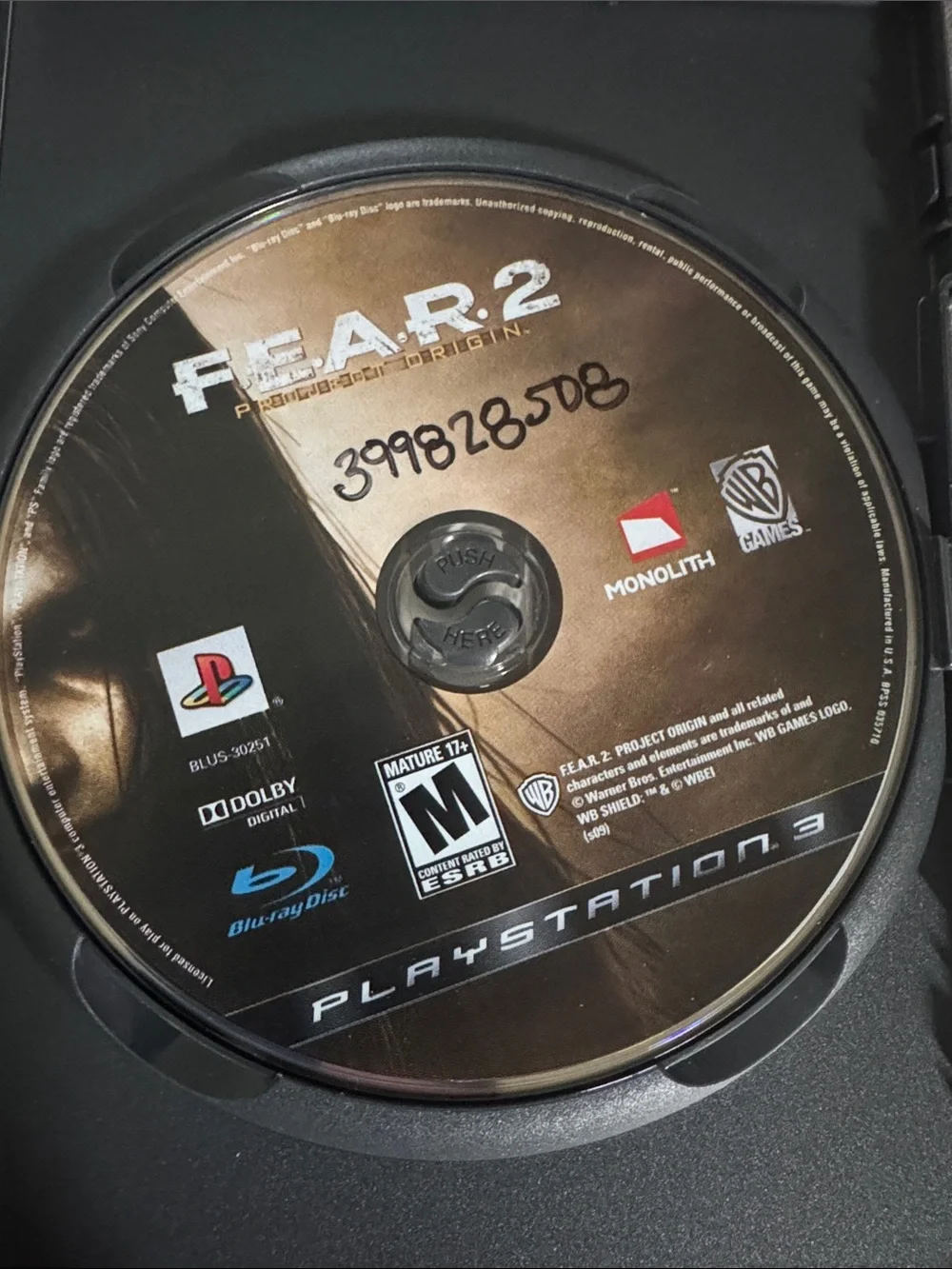 Sony PS3 F.E.A.R. 2 Project Origin – Black & Orange Cover
